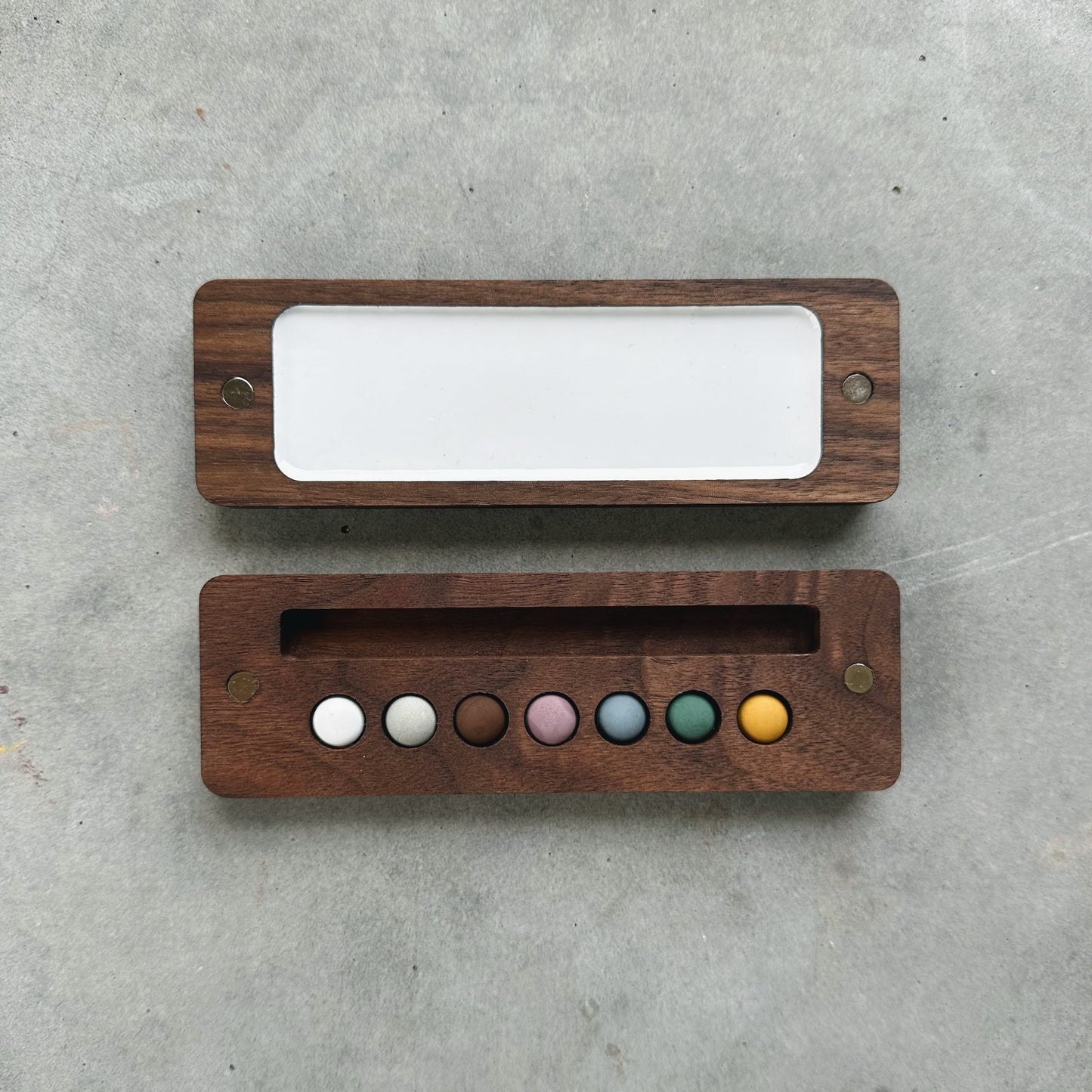 mini ecosystem inspired wooden palettes