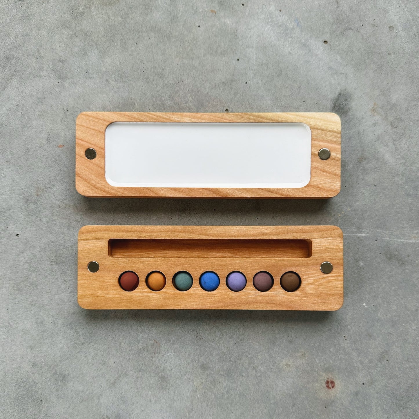 mini ecosystem inspired wooden palettes