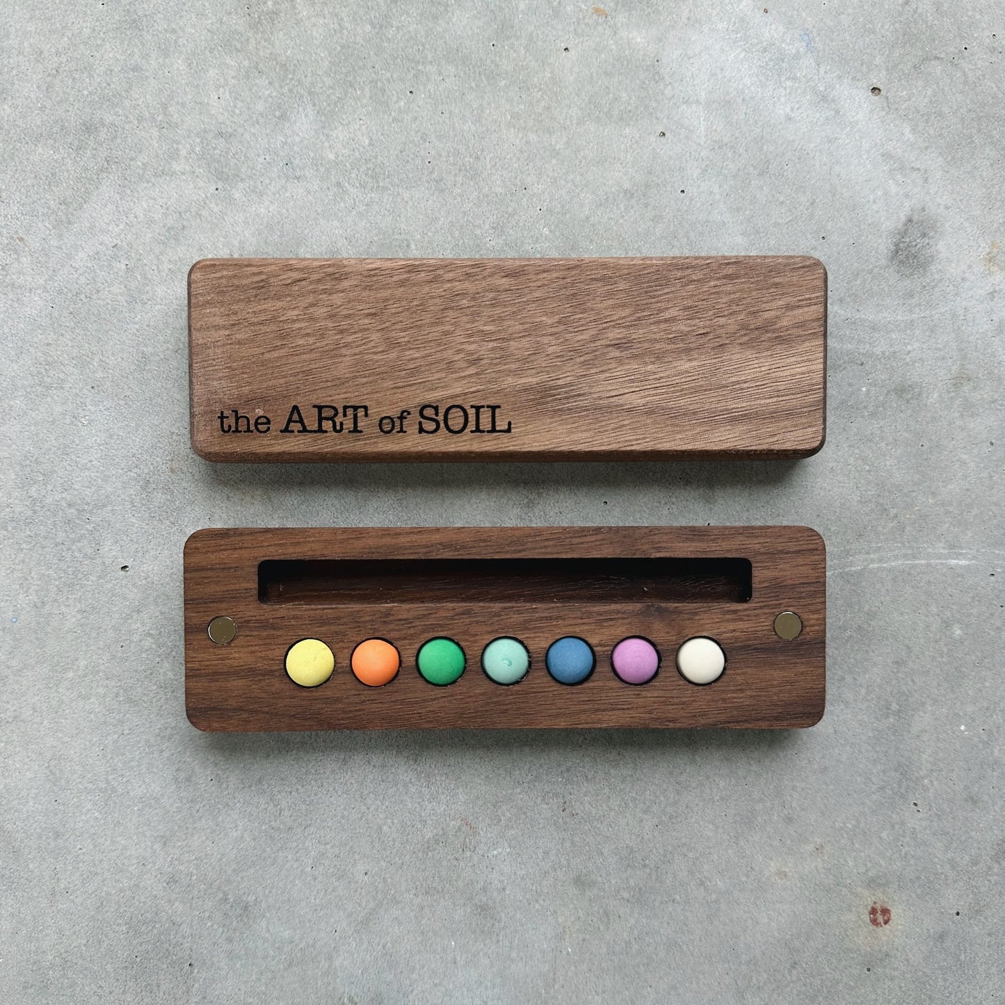 mini ecosystem inspired wooden palettes