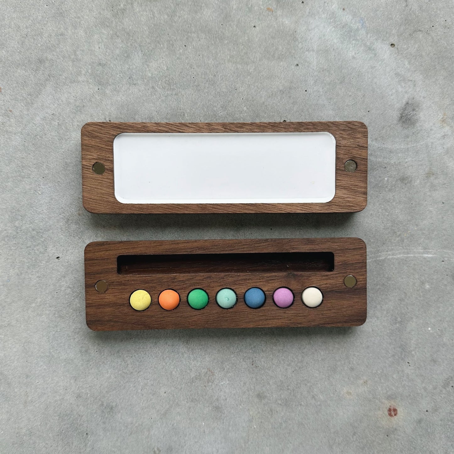 mini ecosystem inspired wooden palettes