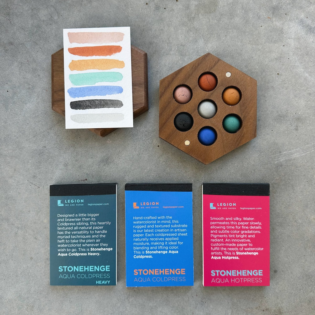 x - (seconds) – hexagon palette and watercolor pads (no brush)