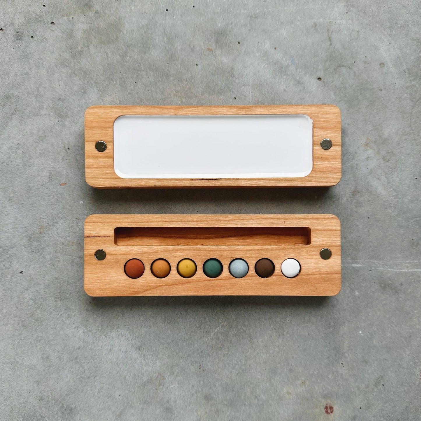 mini ecosystem inspired wooden palettes