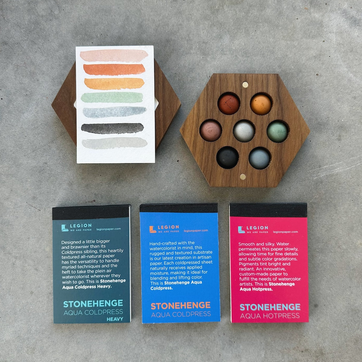 x - (seconds) – hexagon palette and watercolor pads (no brush)