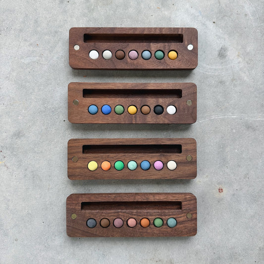 mini ecosystem inspired wooden palettes